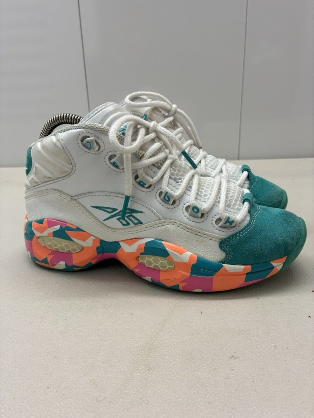 Vintage Reebok Question Mid White Noise Allen Iverson Shoes Mens Size 5